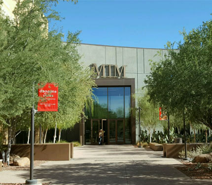 Exterior of Musical Instrument Museum with Dragons & Vines Banners